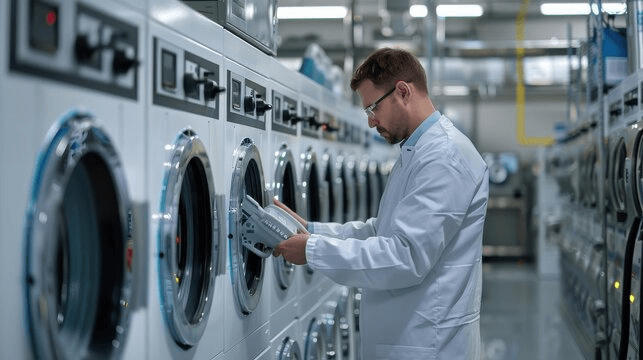 Small laundry factory using cost-control detergent system